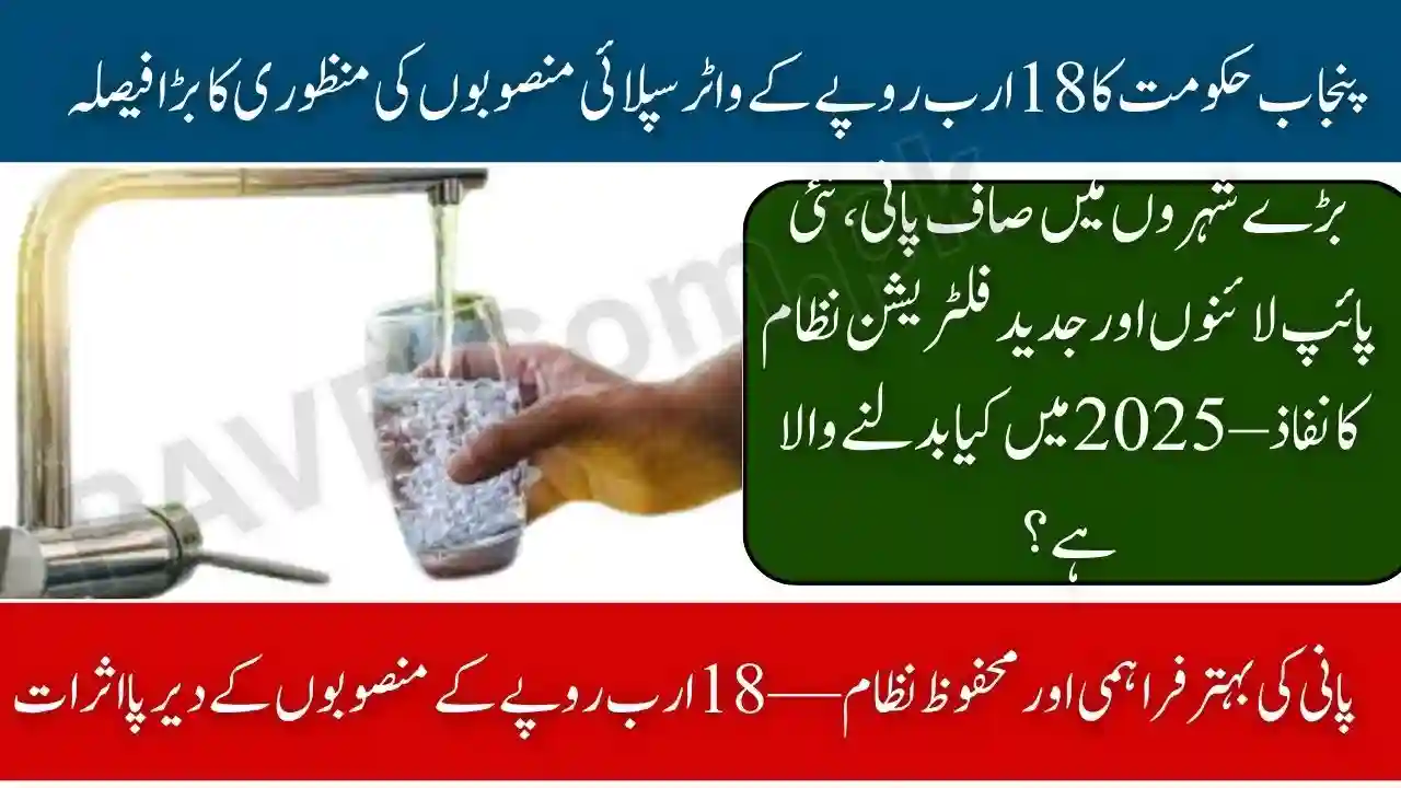 Punjab Govt Approves Rs. 18 Billion Water Supply Schemes for Major Cities