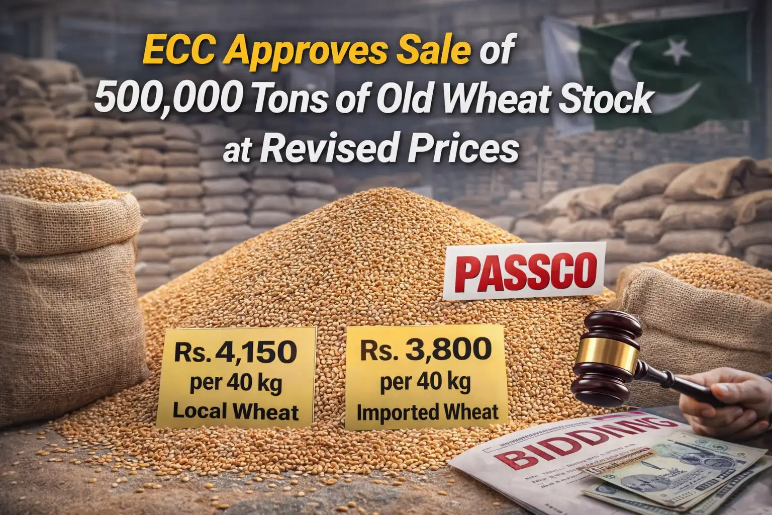 ECC Approves Sale of 500,000 Tons of Old Wheat Stock at Revised Prices