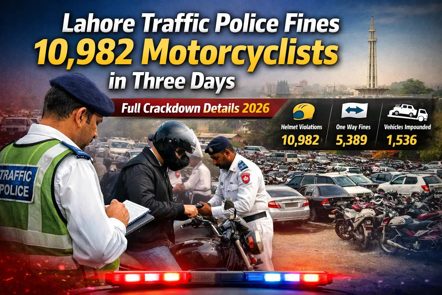 Lahore Traffic Police Fines 10,982 Motorcyclists in Three Days – Full Crackdown Details 2026
