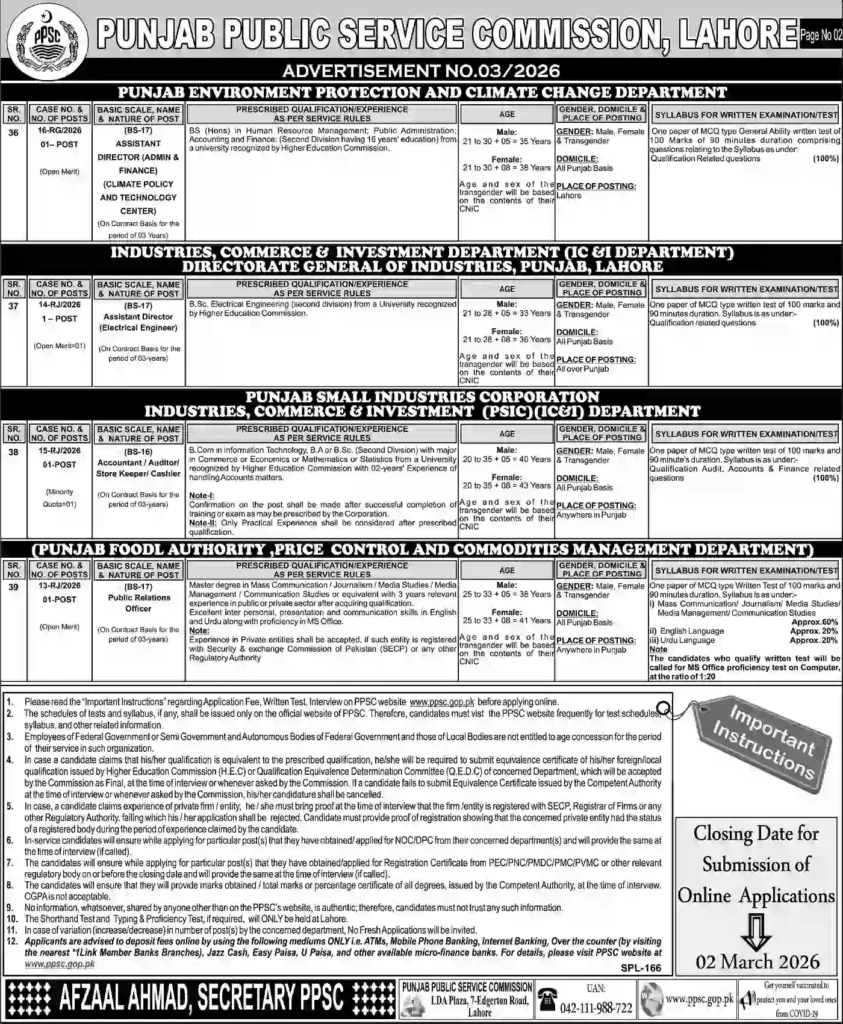 PPSC Punjab Jobs February 2026