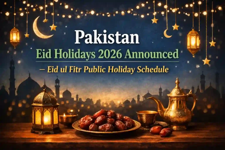 Pakistan Eid Holidays 2026 Announced – Eid ul Fitr Public Holiday Schedule